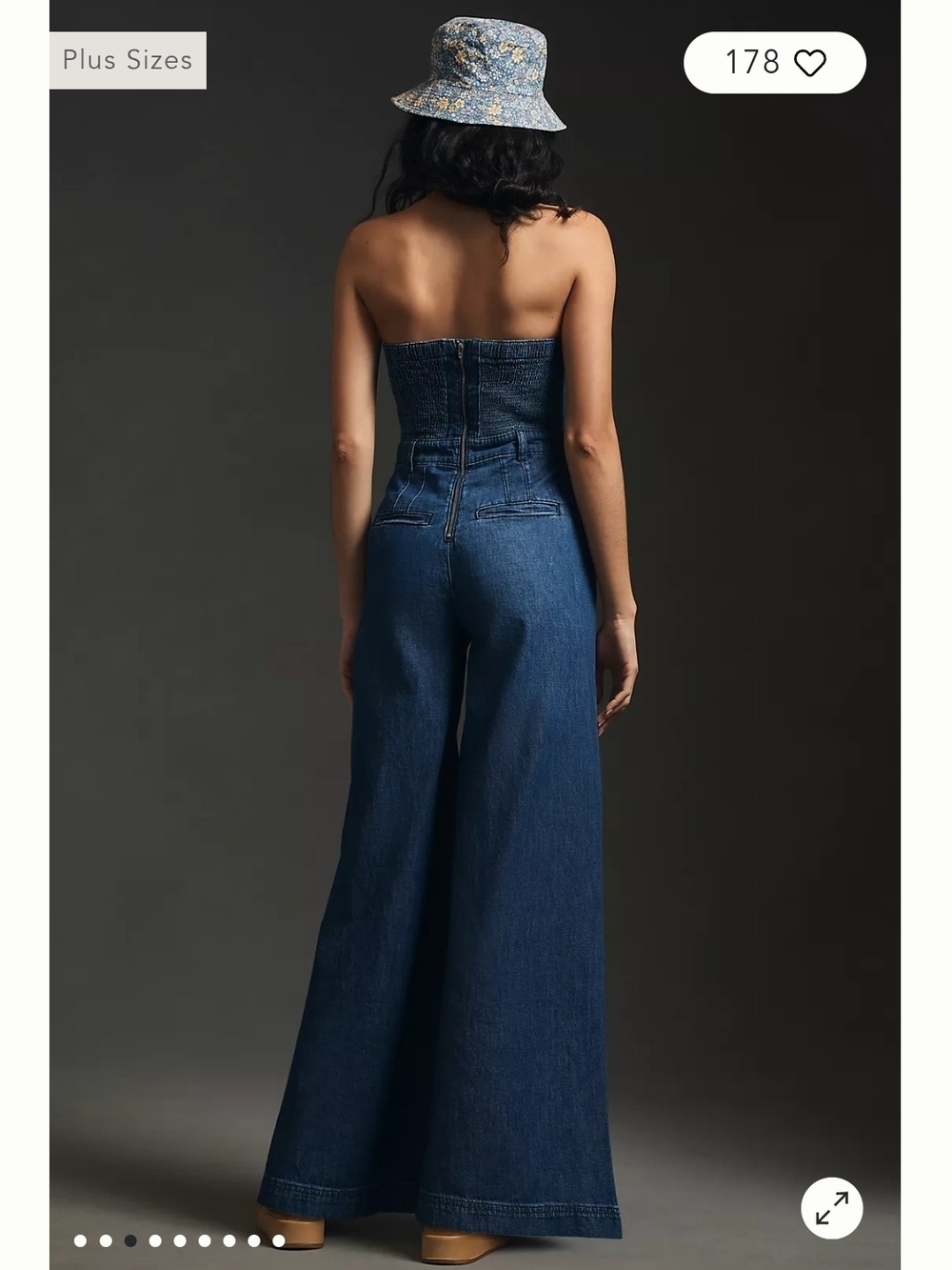 Anthropologie Pilcro Strapless Polished Wide-Leg Jumpsuit Size 14 - Picture 3 of 10